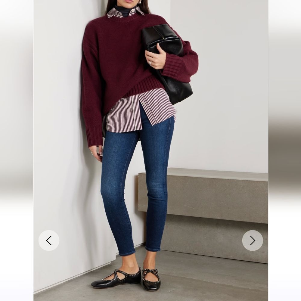 MOTHER The Looker Skinny Denim Jeans Dye Deep Maroon Size 27